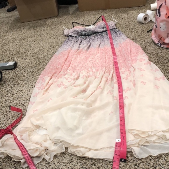 Badgley Mischka Twirling Butterfly Maxi Gown Formal Dress Size 12 Cream - Picture 11 of 11